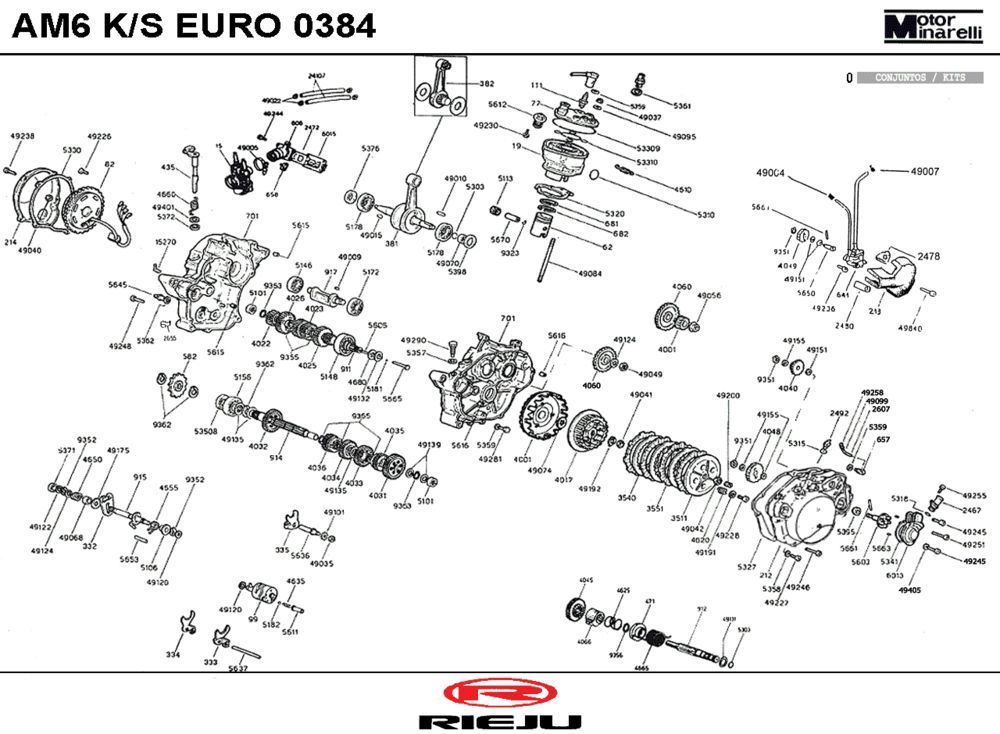 Pièces du bloc moteur Rieju RS2 50 2T LC rouge 2007