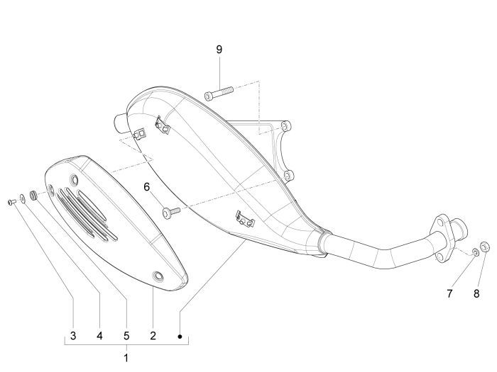 Echappement Piaggio New Fly 4 temps 4 soupapes