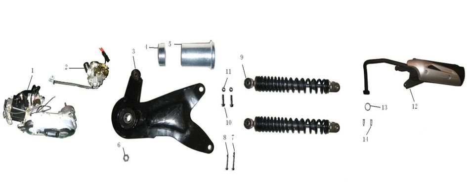 Les pièces du moteur China Jet Ten 4 temps