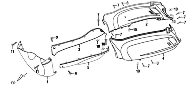 Motorschermen - zijskirts - onderspoiler Sym Fiddle II Blauw (BU295S)