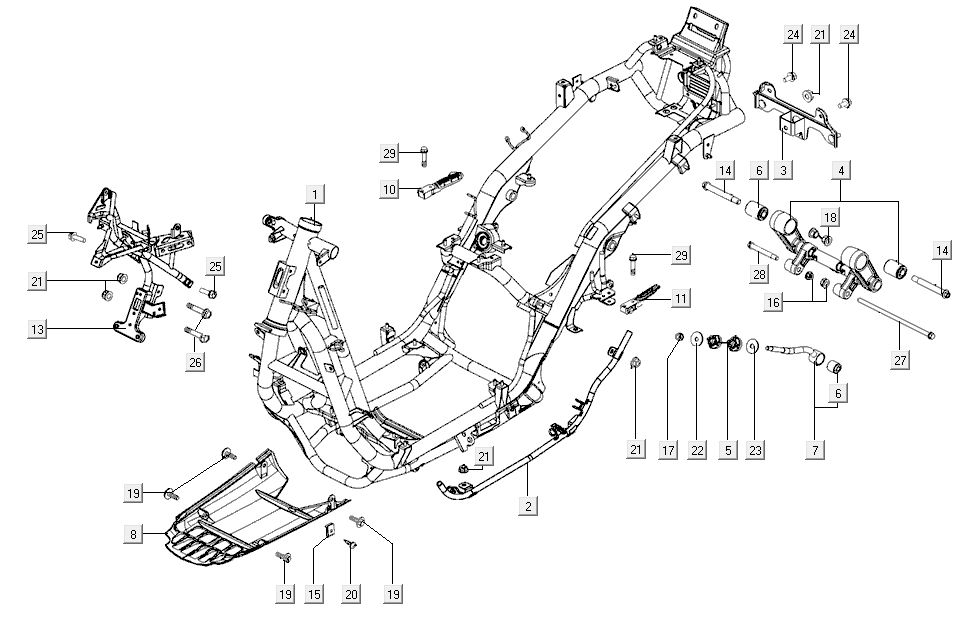 Support moteur - cadre Kymco G-Dink 2 temps Dark Grey