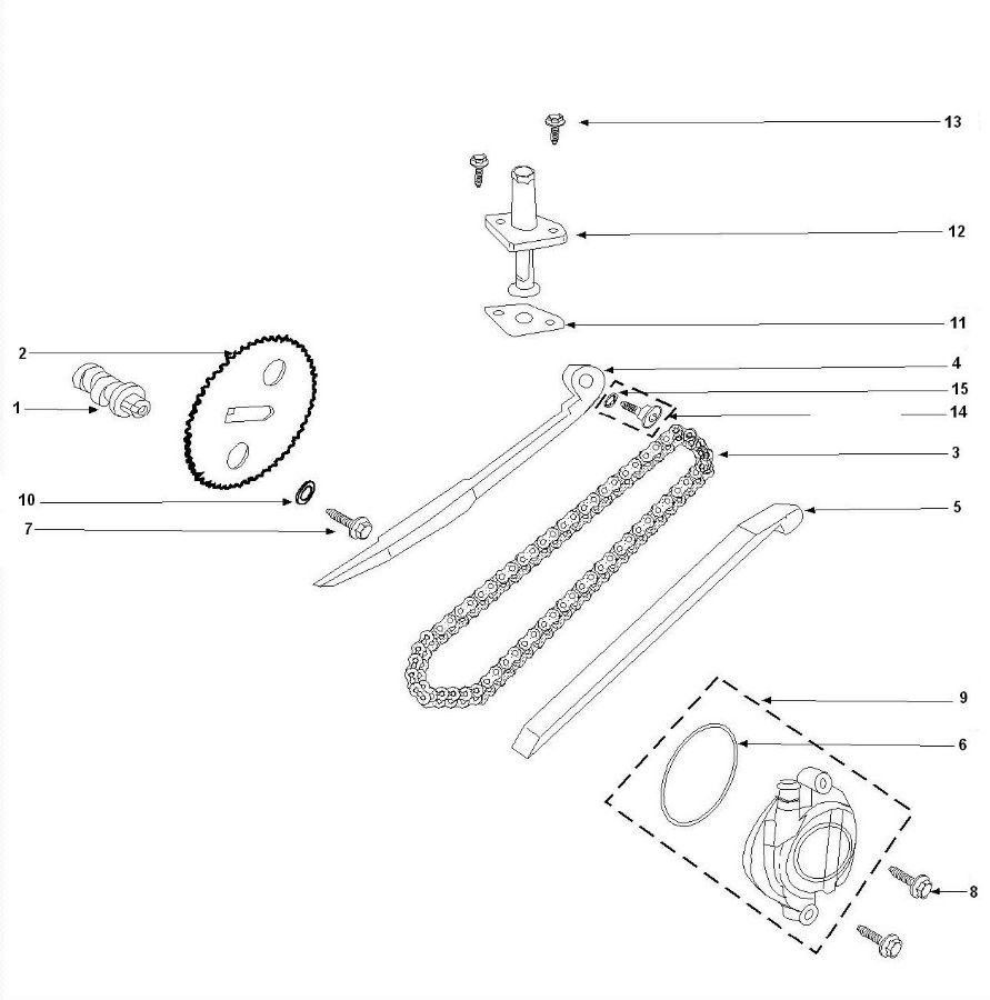 Arbre à cames - Chaîne de distribution- Guides de chaîne Peugeot Speedfight 3 50 4T AC