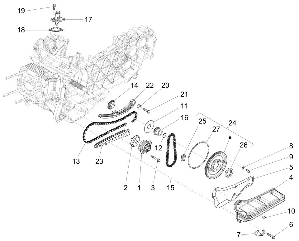 Pompe à huile Piaggio Liberty 125 4 temps 3V IE ABS (IGET Euro 5)