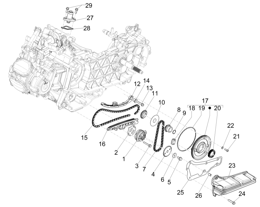 Pompe à huile Vespa GTS 125 4T E4 ABS 2019 (EMEA)