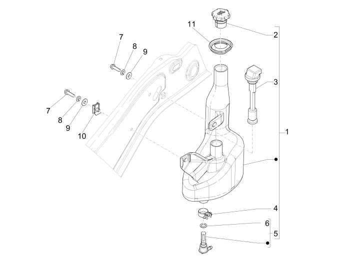 Réservoir d'huile Vespa Sprint 2 temps