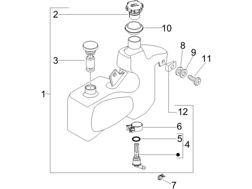 Réservoir d'huile Vespa LXV 2 temps