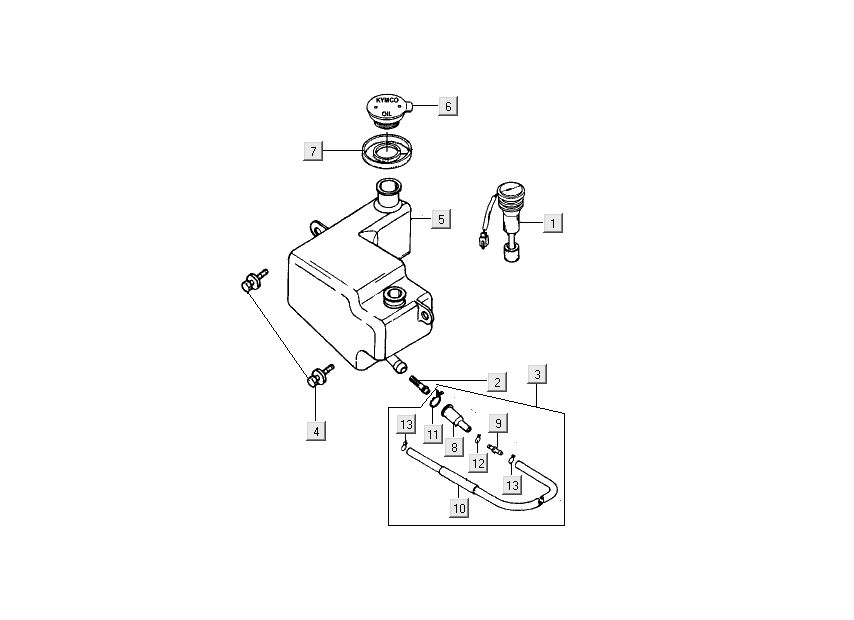 réservoir d'huile Kymco Dink LC 2 temps argent