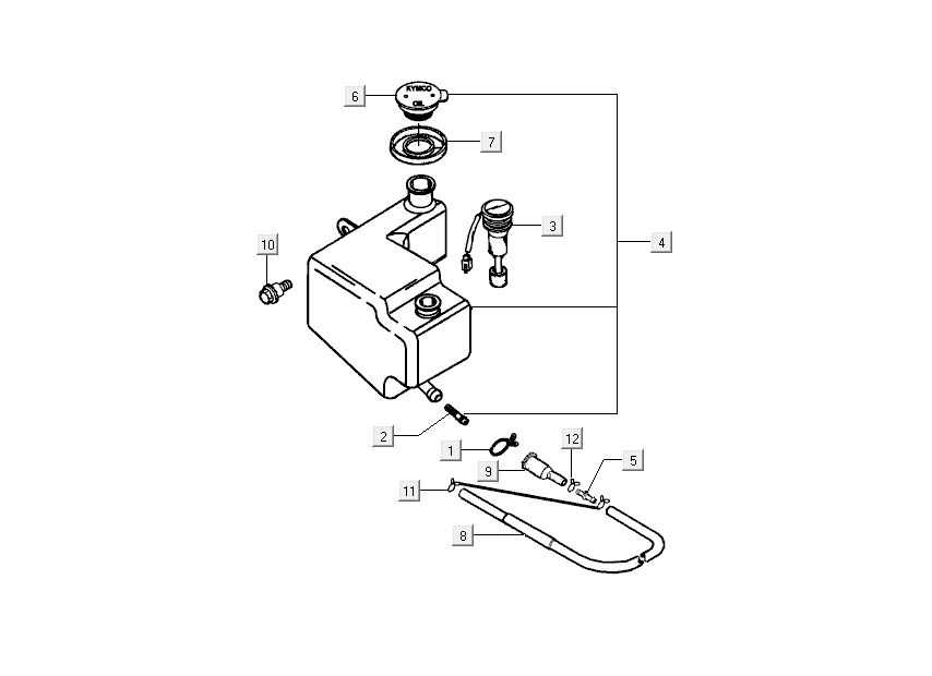réservoir d'huile Kymco Grand Dink 2 temps Silver