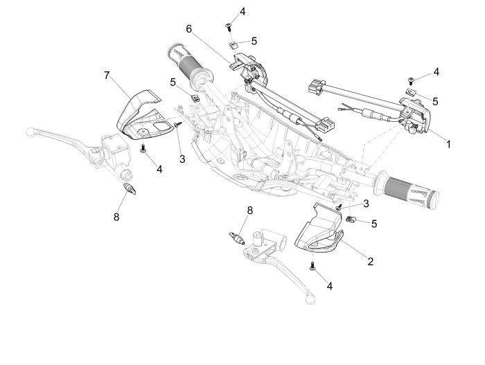 Interrupteurs de guidon Vespa Sprint 25 km 4 temps 2 soupapes