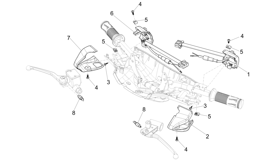 Commutateurs de direction Vespa Sprint 4 temps et 3 soupapes (injection euro5 IGET)