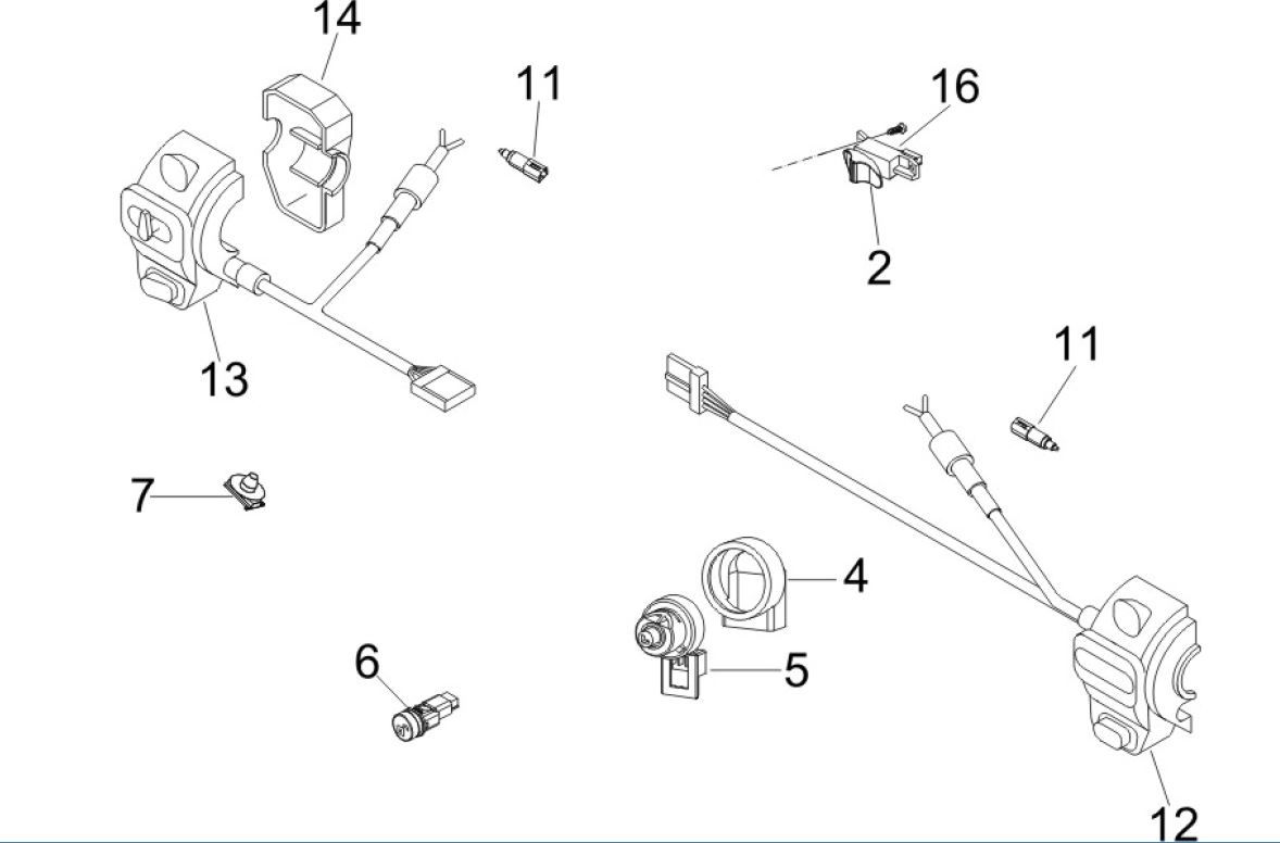Inverseurs - Interrupteurs électifs - Boutons-poussoirs - Interrupteurs Vespa GTV 250 4T 4V IE