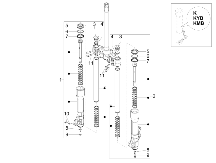 Pièces détachées pour Fourche Piaggio Beverly 350 E3 Sport Touring 2013-2014
