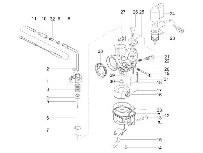 Pièces de carburateur Vespa Primavera 50 2T AC