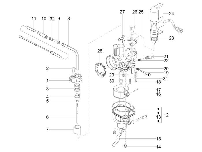 Pièces de carburateur Vespa Lx 2 temps