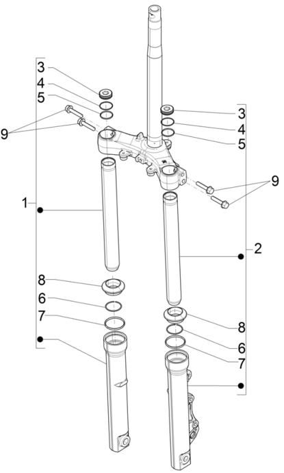 Pièces de fourche avant (Kayaba) Piaggio Medley 150 4T IE ABS E4 2016-2020 (EMEA)