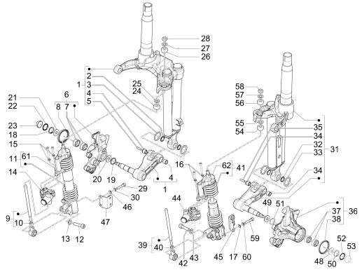 Pièces de fourche avant MP3 500 LT Sport 2014-2016