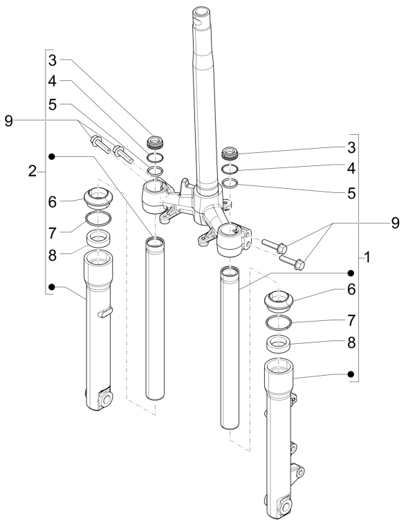 Pièces de la fourche avant 4 temps Piaggio Liberty 50