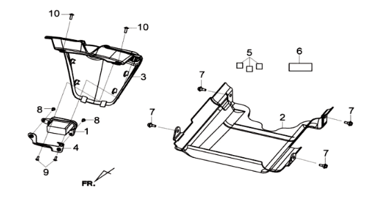 Plaque de soubassement et couvercle de radiateur Sym Joymax 300I ABS E3 2014-2016