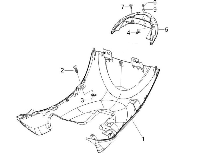 Becquet inférieur Piaggio Zip 2000 4 temps AC