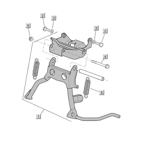 Béquille inférieure+accessoires Aprilia Mojito Custom 2t (moteur Piaggio) 2004 - 2010