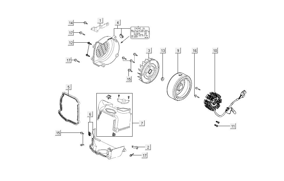 Allumage - Stator - Volant - Capots de refroidissement Kymco Super8 50 4T AC 2009→ noir mat