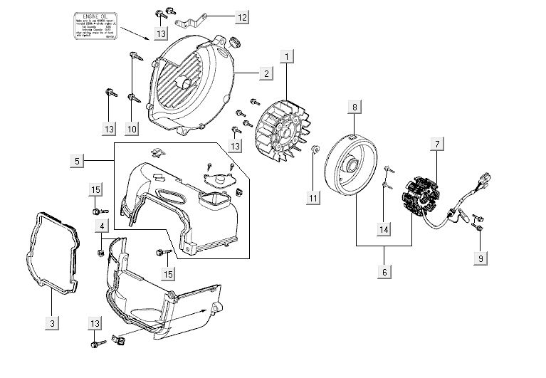 Hotte de refroidissement d'allumage Kymco Agility 10' 4 temps blanc argent
