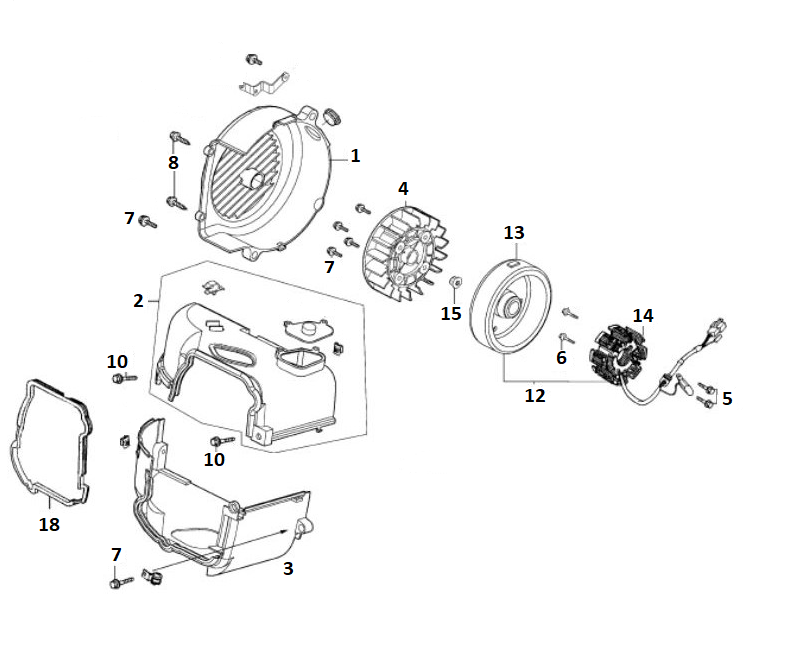 Allumage - ailette de refroidissement GY6 10/12 pouces (EURO 4 ; après 2018)-Ontsteking- Koelvin GY6 10 / 12 inch (EURO4) l tm n