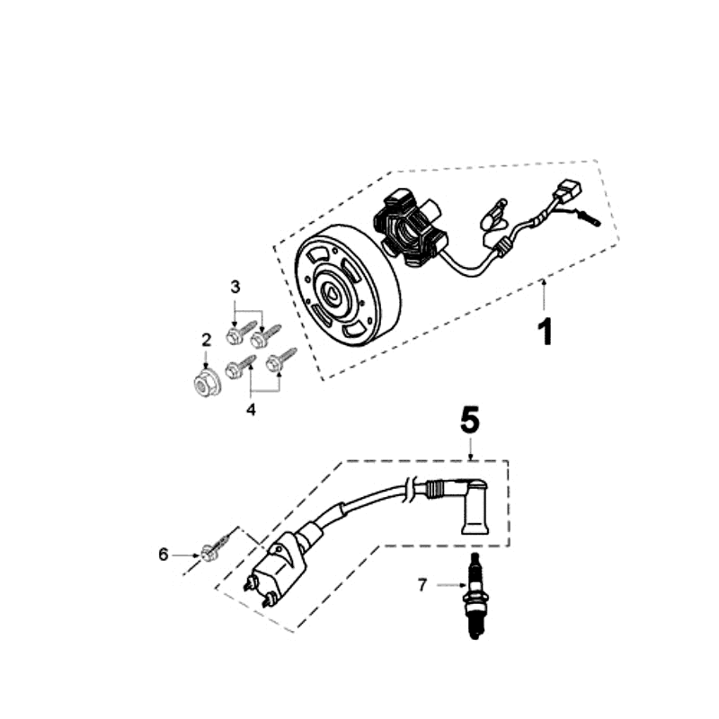 Allumage - Stator - Volant - Bobine d’allumage - Bougie Peugeot Jet Force 50i 2T LC rouge