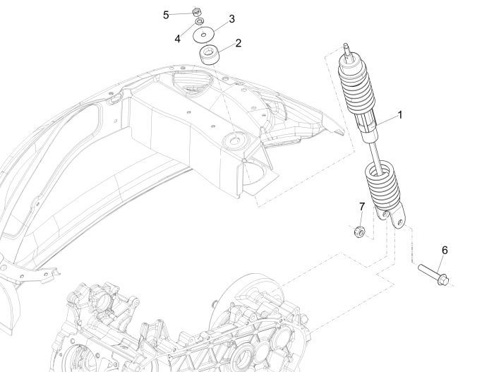 Amortisseur Vespa Sprint 4 temps 3 soupes (injection euro4 IGET)