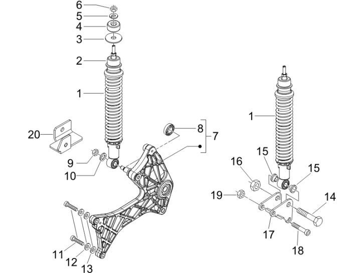 Suspension arrière - Amortisseurs Gilera Runner 200cc VXR 4 temps 2006