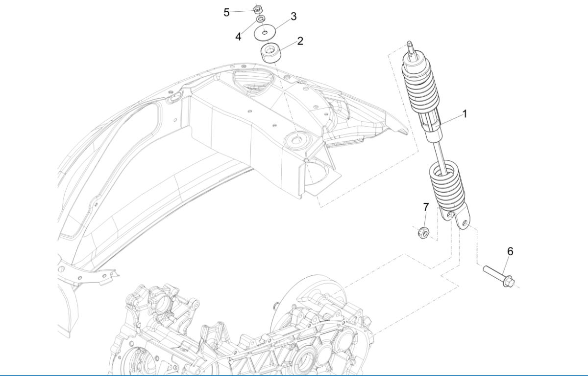 Amortisseur Vespa Sprint 4 temps et 3 soupapes (injection euro5 IGET)