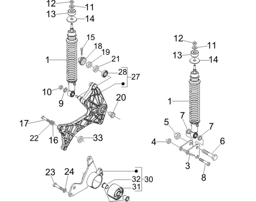 Suspension arrière - Amortisseurs Vespa GTV 250 4T 4V IE