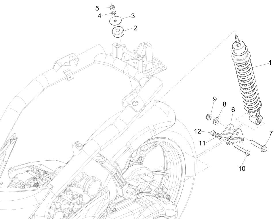 Suspension arrière - Amortisseur (s) Piaggio Liberty 125 4 temps 3V IE ABS (IGET Euro 5)