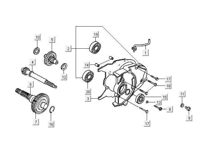 Transmission Kymco ZX 2t ac argent-orange