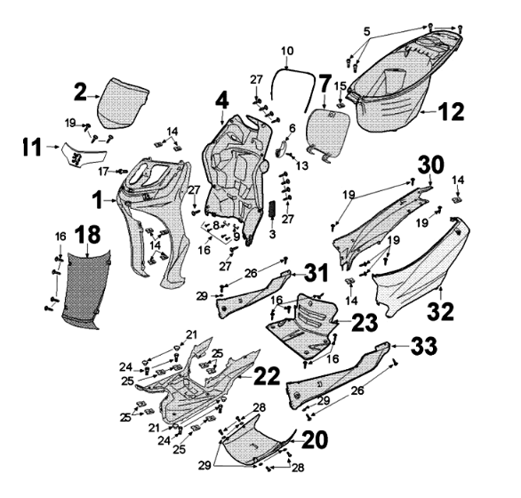 Panels Peugeot Tweet 125 EFI YO N SBC E4 2018-2020 JET BLACK (M7)	