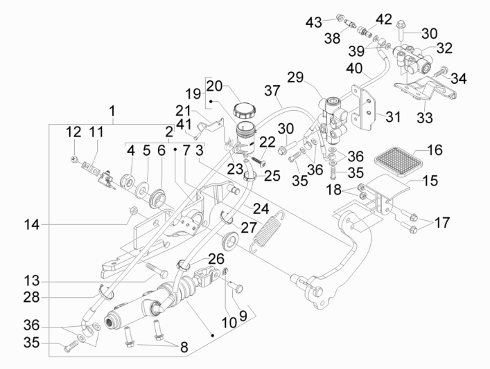 Pédales - Leviers Piaggio MP3 300LT Sport 2009-2014