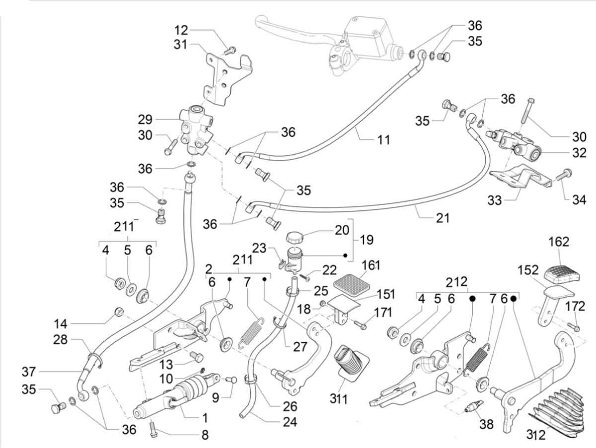 Pédales - Piaggio MP3 350 MAXI Sport E4 ABS 2018-2020 poignées (EMEA)