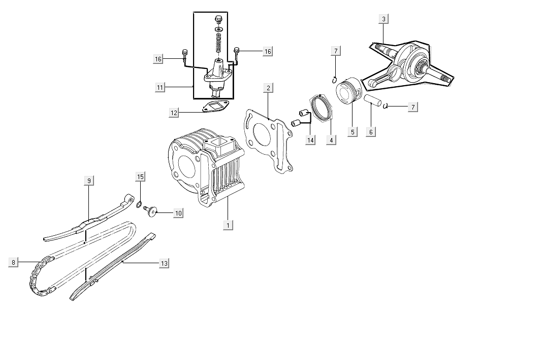 Cylindre à manivelle Kymco People S 50i E4 Bleu