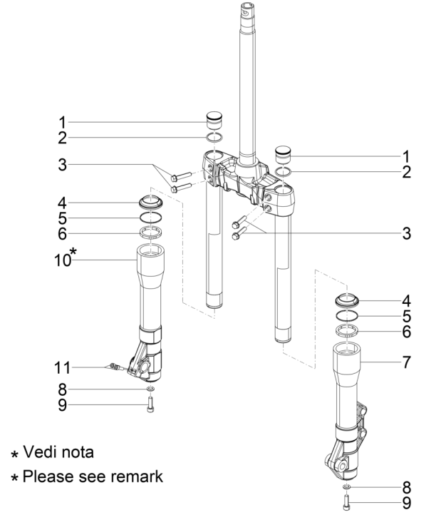 Pièces de fourche avant (Kayaba) Piaggio Beverly 125 RST 4T 4V IE E3 2010-2015 (EMEA)
