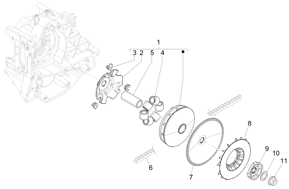 Poulie d'entraînement 4 temps Piaggio Liberty 50 (IGET Euro 5)