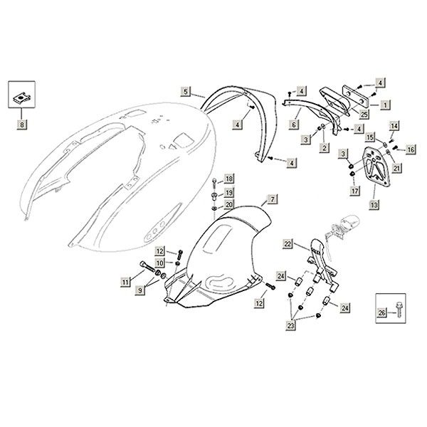 Pièces de plaque arrière 3 Aprilia Mojito Custom 2t (moteur Piaggio) 2004 - 2010