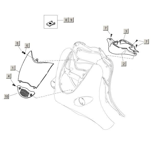 Pièces de plaque avant Aprilia Mojito Custom 2t (moteur Piaggio) 2004 - 2010