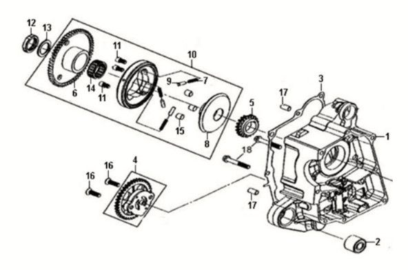 R. crank case-oil pump assy Sym Crox 50 E5