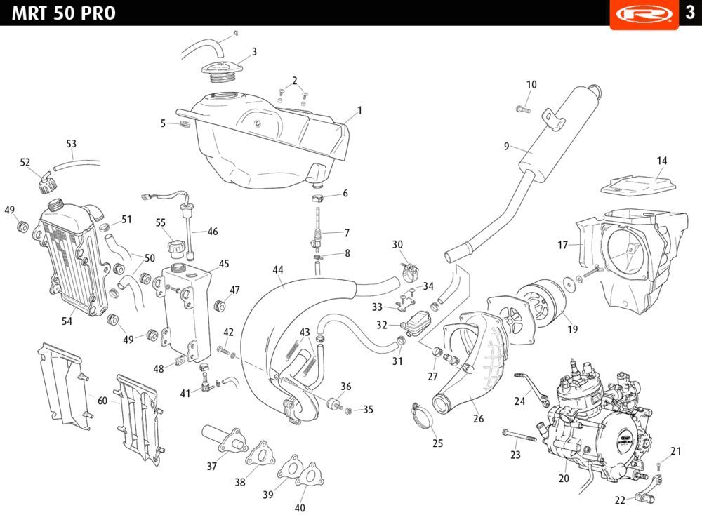 Radiateur d'échappement Rieju MRT pro enduro green 2010 2 temps