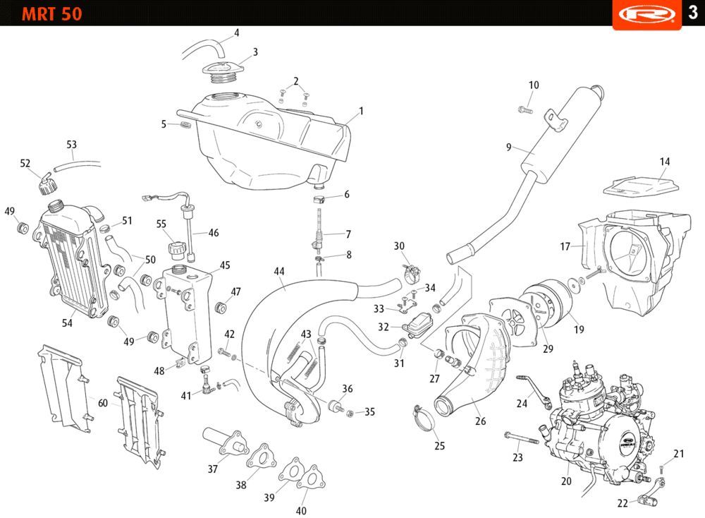 Radiateur-Echappement Moteur Rieju MRT SM black lim 2010 2 temps