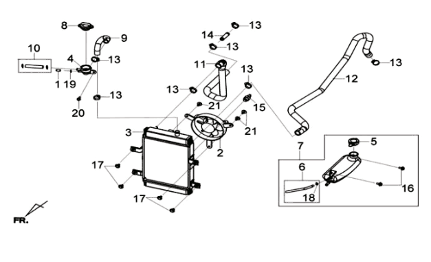 Radiateur/tuyaux ABS Sym Joymax 125I