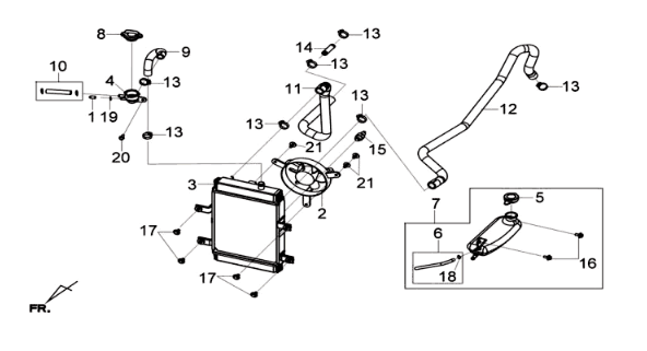 Radiateur/tuyaux Sym Joymax 300I ABS E3 2014-2016
