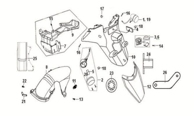 Rear fender - rear inner fender Sym Crox 50 E5