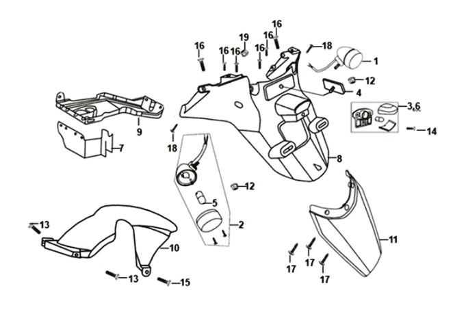 Rear fender rear inner fender Sym Orbit II 125i E4