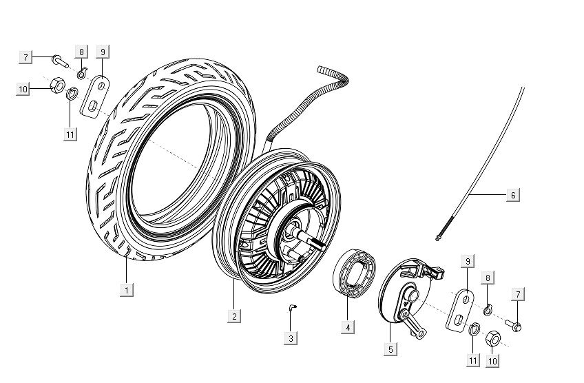 Roue arrière - moteur Niu M1
